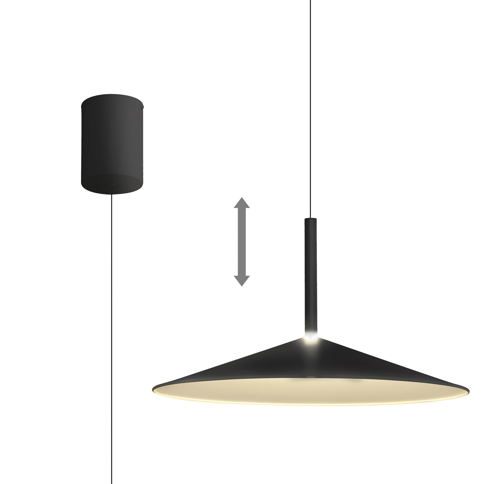 M7891  Calice 48cm Rise And Fall Pendant 16W LED 3000K Black